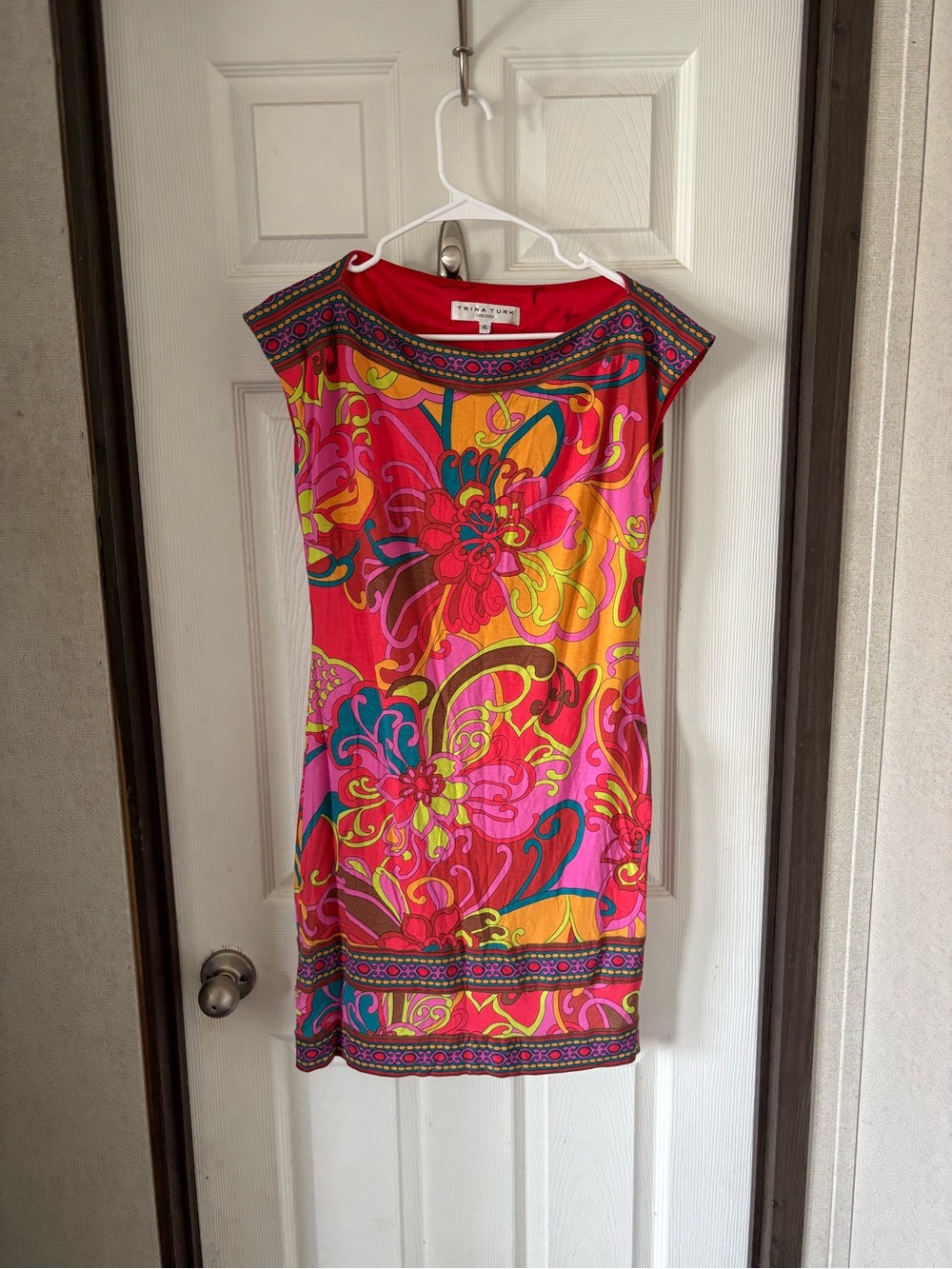 Trina Turk Hot Pink Multicolor Floral Shift Dress